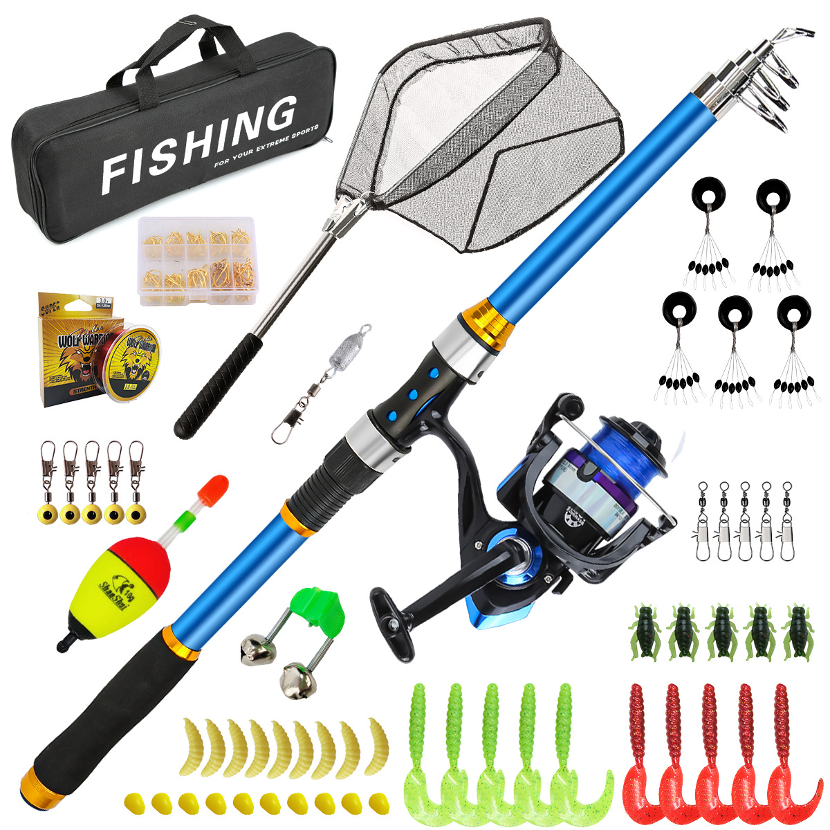 Fishing Line Spooler - Набор телескопических удочек из стекловолокна 2,1-3,6